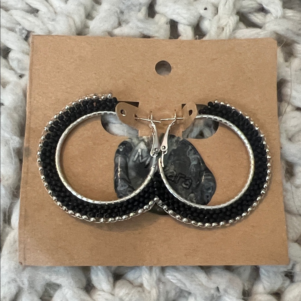 Black and Silver Hoop Earrings